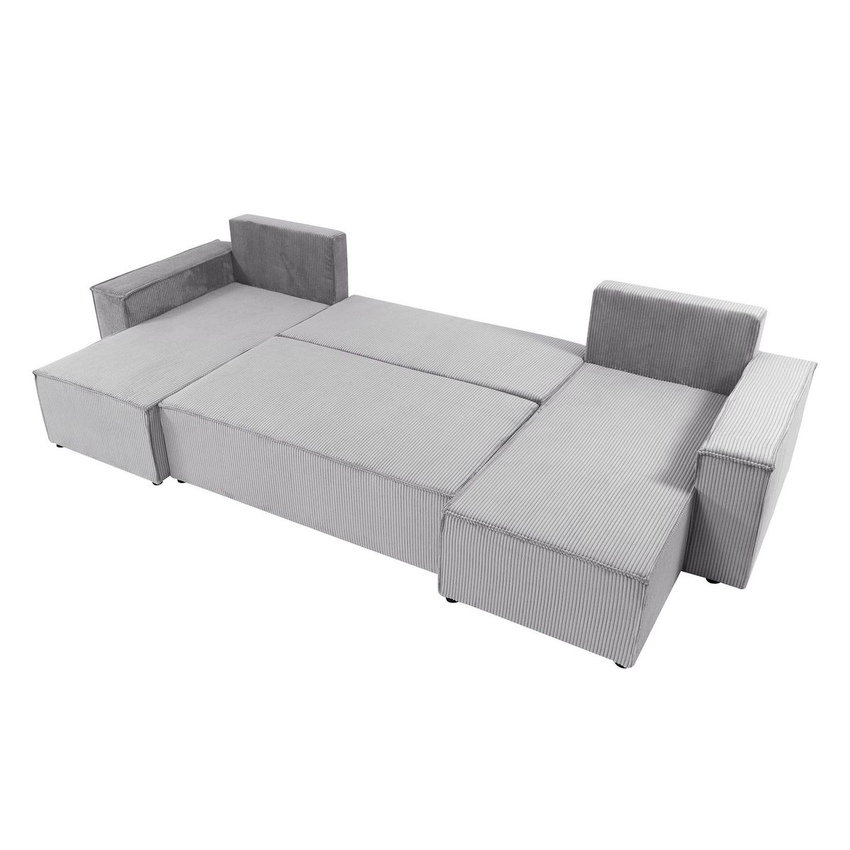 BEST MOBILIER Cezanne - canapé panoramique en u - 7 places - convertible avec coffre - en velours côtelé