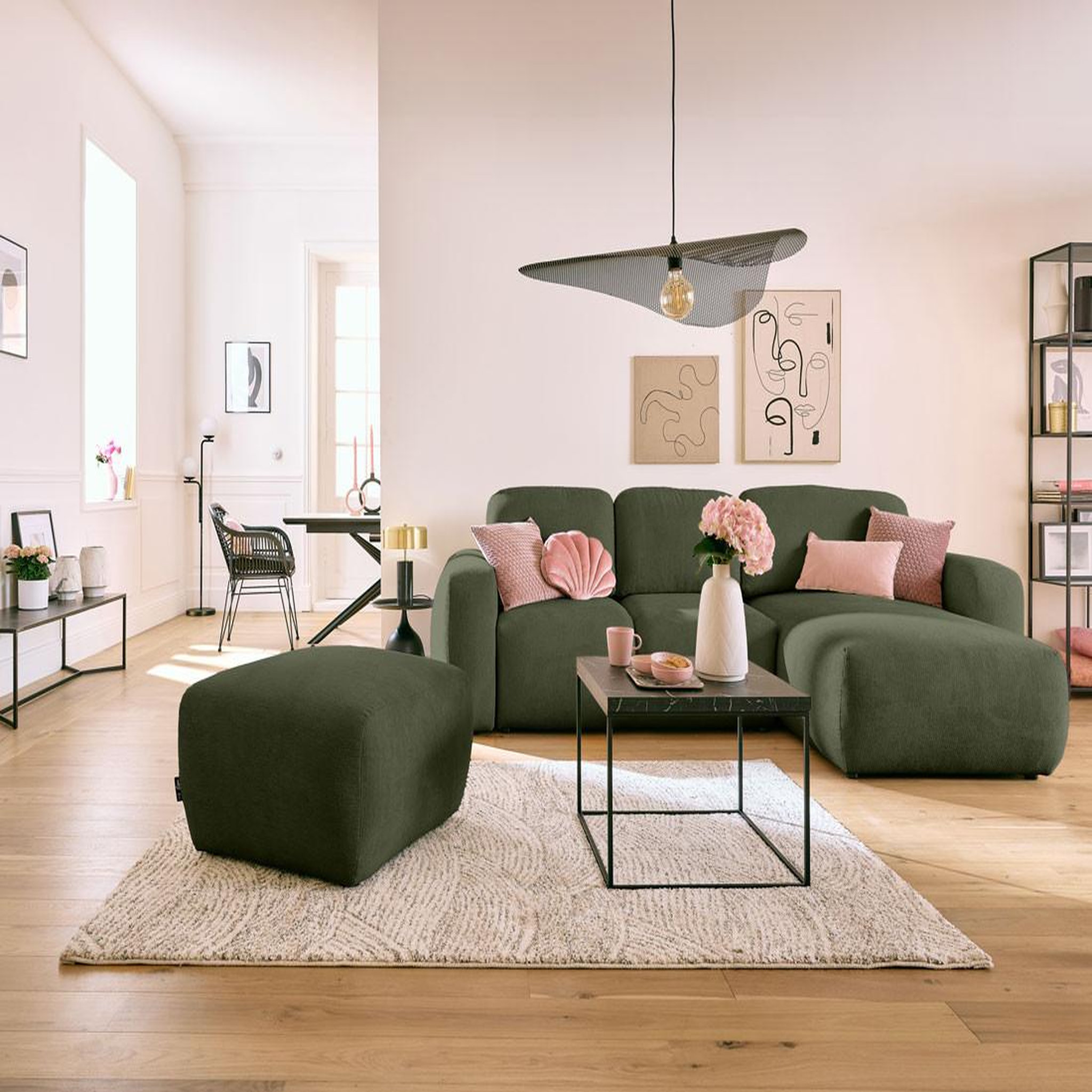 Voir la diapositive 2 : BEST MOBILIER Sorrente - pouf - en tissu texturé