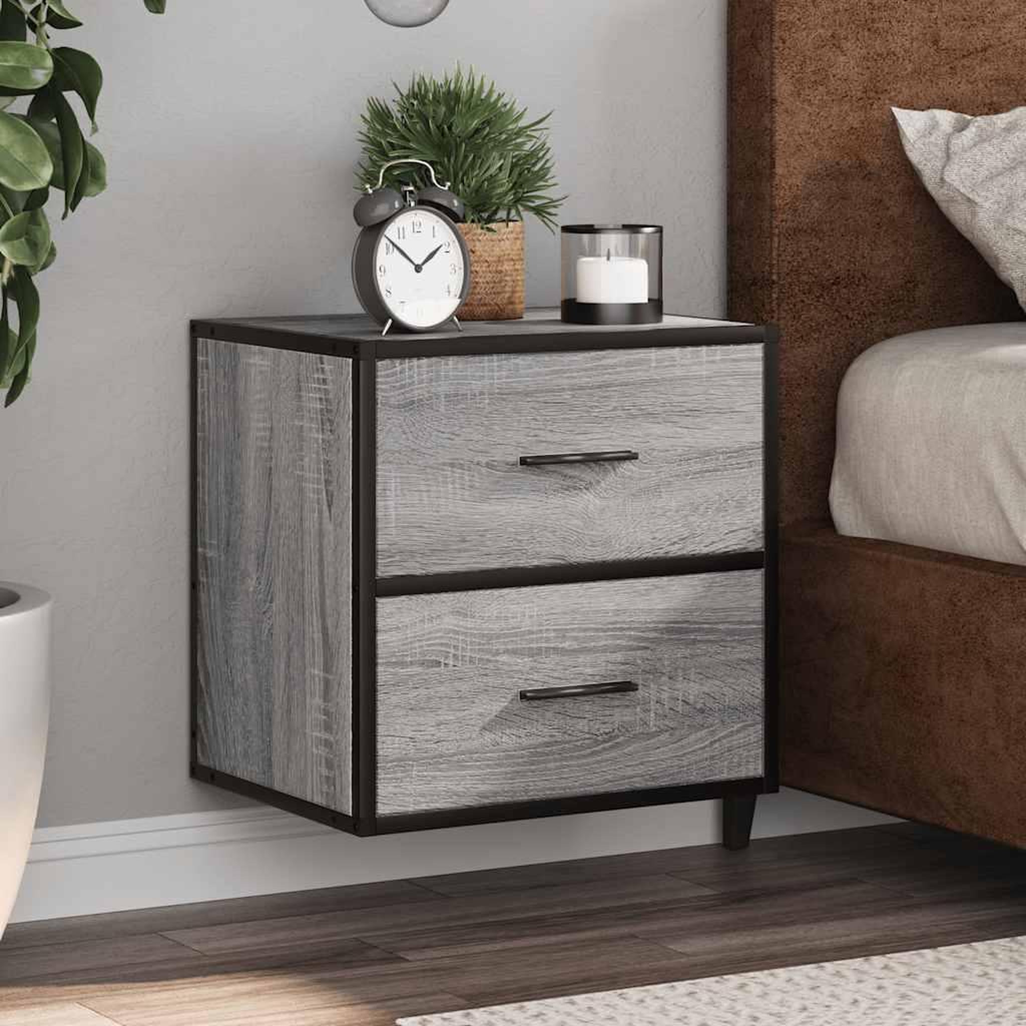 VIDAXL Table de chevet murale sonoma gris 40x31x39,5 cm