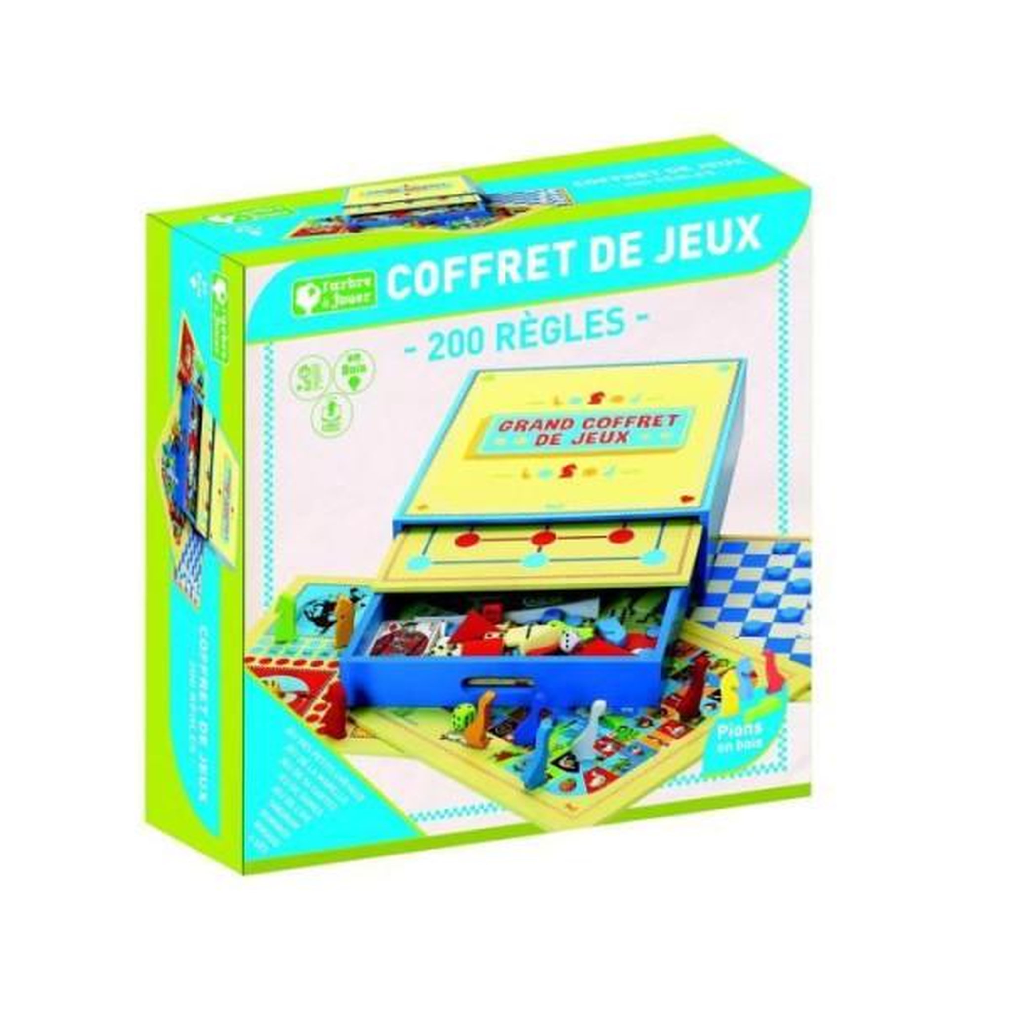 Voir la diapositive 3 : L'ARBRE A JOUER Jeu de société en bois - l'arbre a jouer - grand coffret de jeux - 200 regles