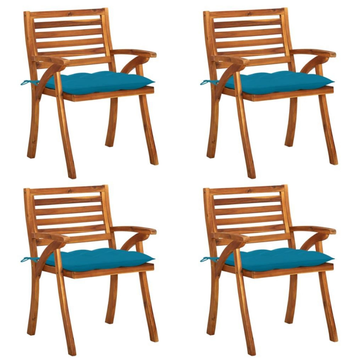 VIDAXL Chaises de jardin avec coussins lot de 4 Bois de teck solide