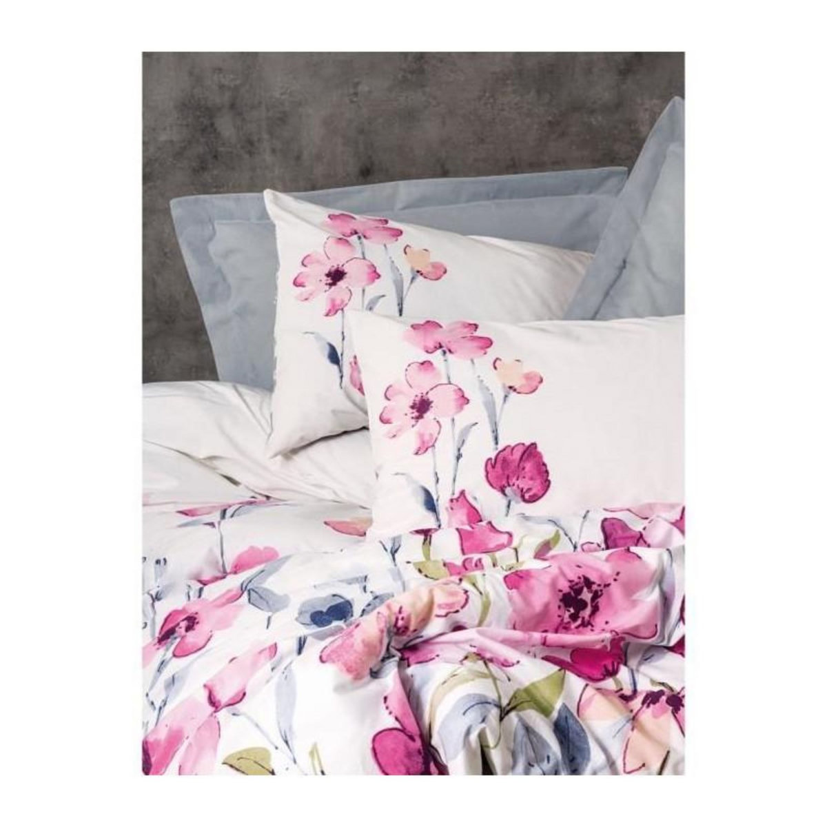 GENERIQUE Parure de lit - 129CTN64415 - 1 housse de couette 220 x 240 cm + 2 taies d'oreiller 60 x 60 cm - 100% coton ranforcé - Gris