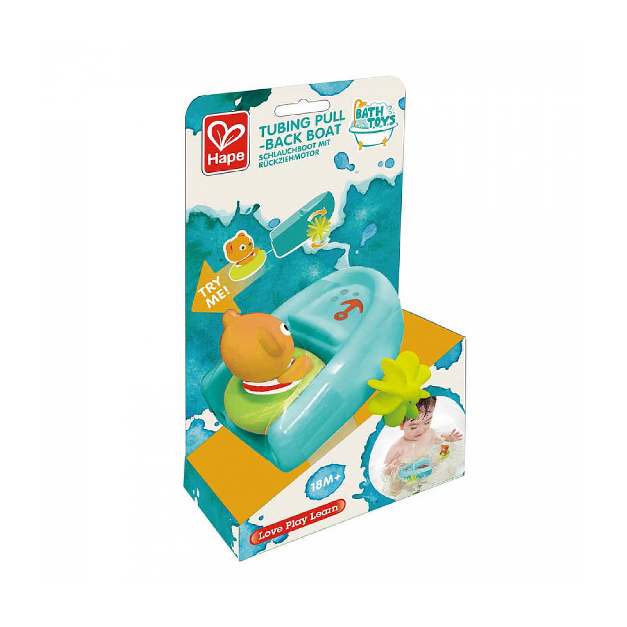Voir la diapositive 2 : Hape Jouet de bain interactif - Bateau à moteur avec ours en bouée