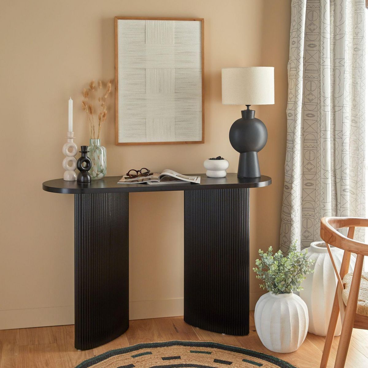 ATMOSPHERA Console ovale en bois OLOVA - Noir