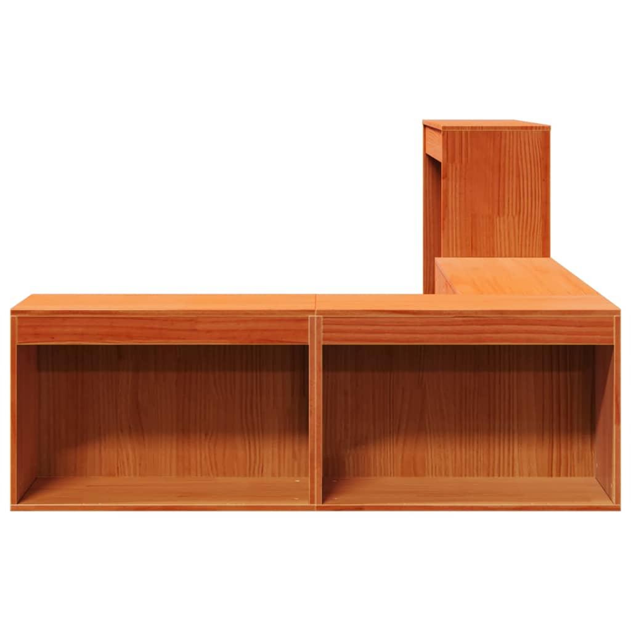 Voir la diapositive 5 : VIDAXL Table de chevet avec bureau cire marron bois de pin massif