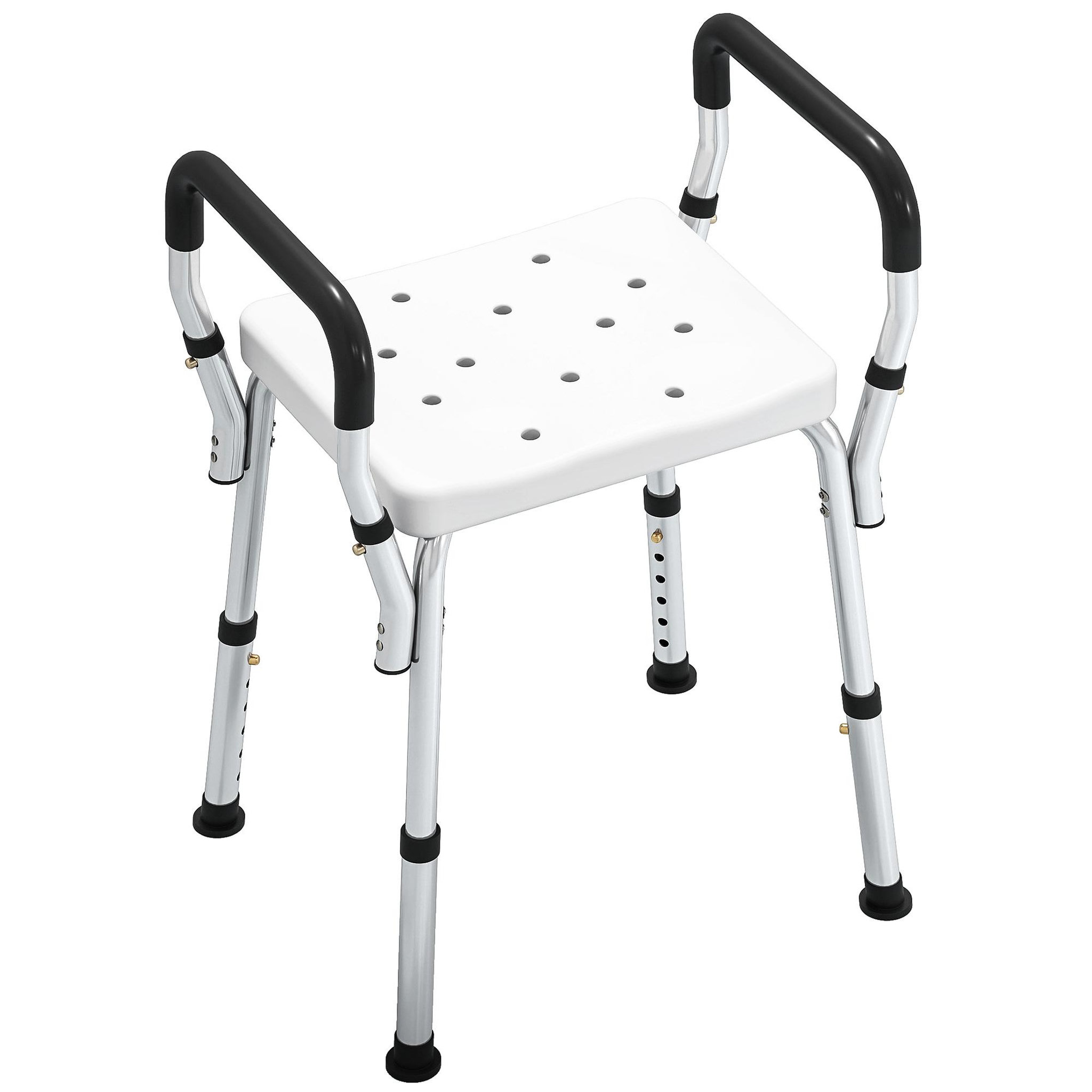 HOMCOM Chaise de douche hauteur réglable aluminium antirouille blanc