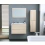 Voir la diapositive 2 : Ensemble meuble de salle de bain bloc 2 tiroirs avec vasque encastrée et miroir L80 cm LAKE