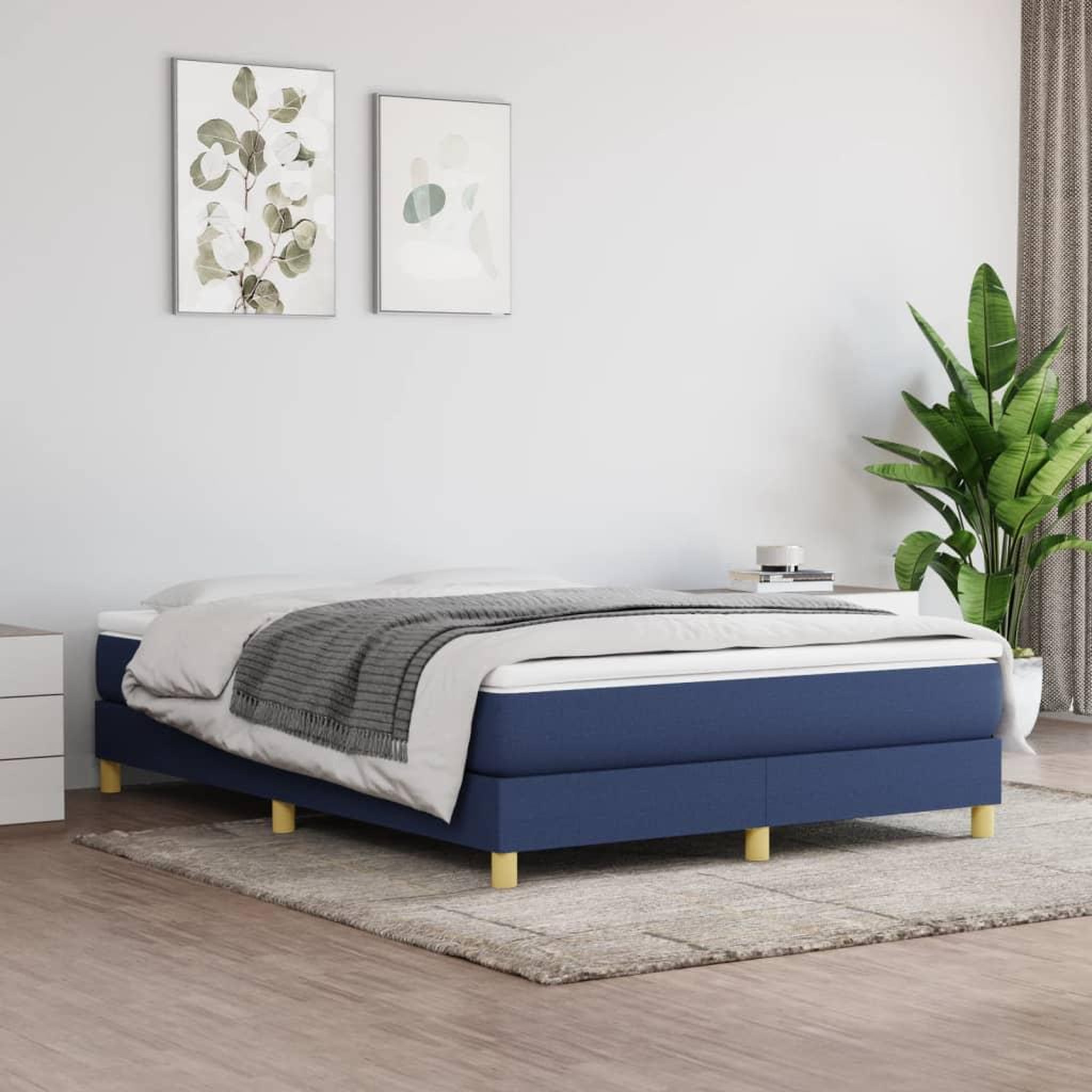 VIDAXL Cadre de lit sans matelas bleu 140x200 cm tissu