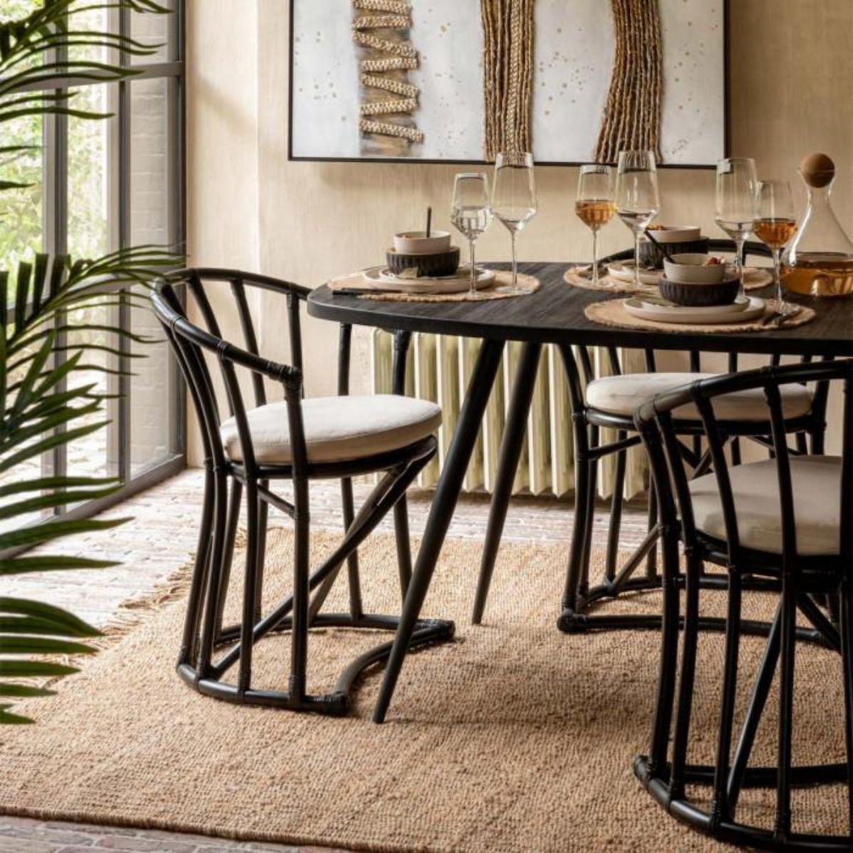 Paris Prix Table à Manger Ovale en Bois  Teck  200cm Noir