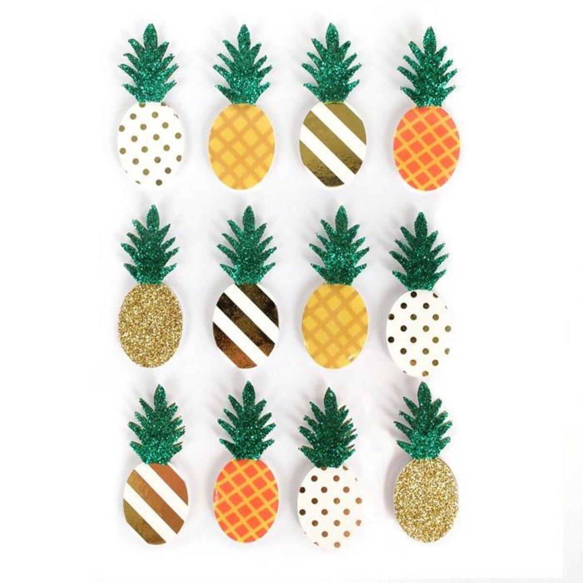 Graine créative 12 stickers 3D Ananas 4,5 cm
