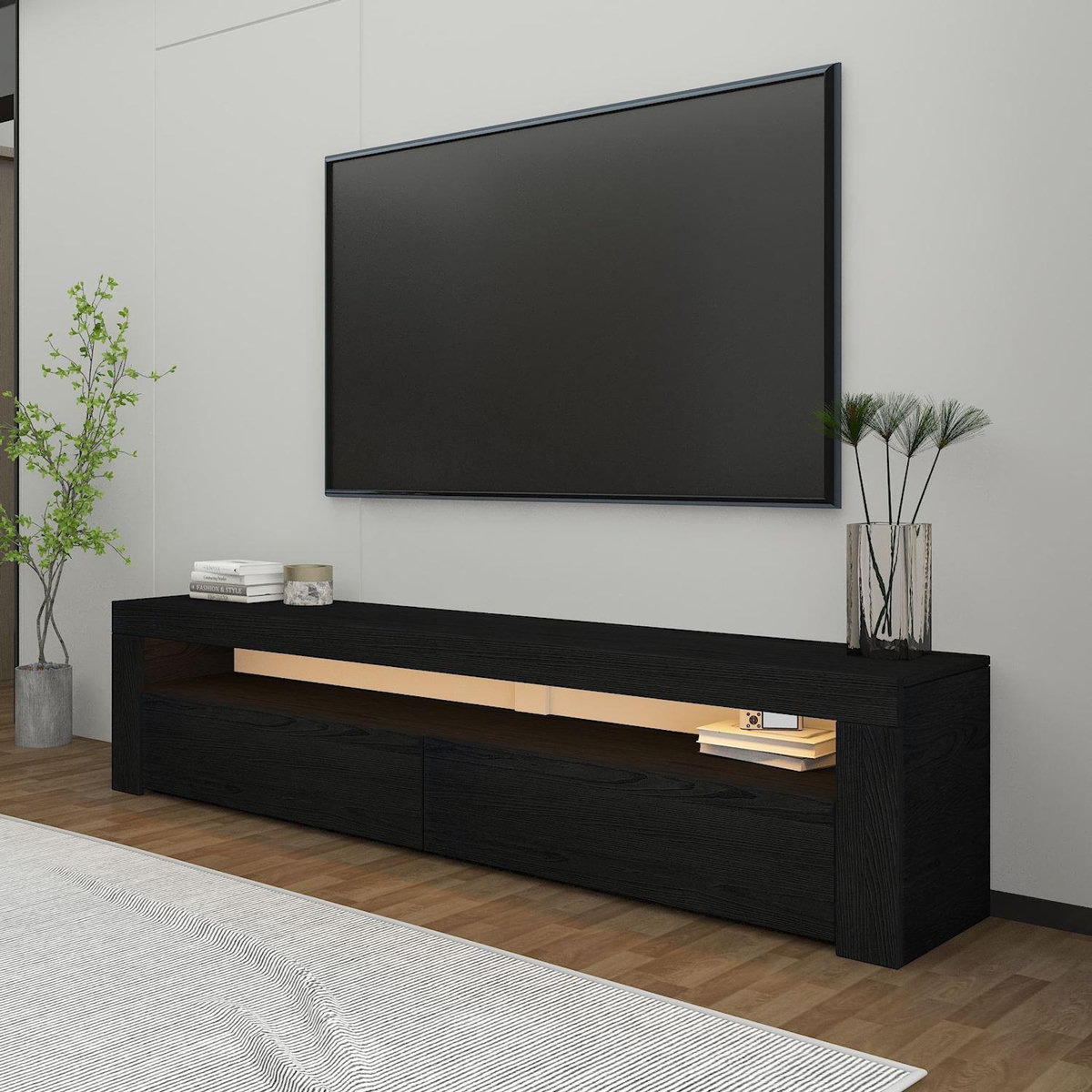 Habitat et Jardin Meuble TV en bois  Bati  - 150 x 36 x 46 cm - Noir