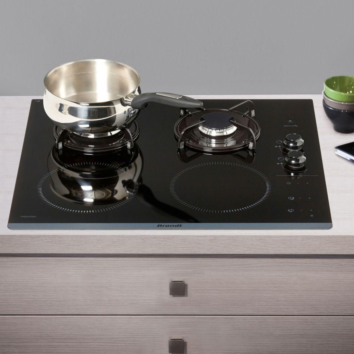BRANDT Plaque mixte induction gaz BPI6413BM