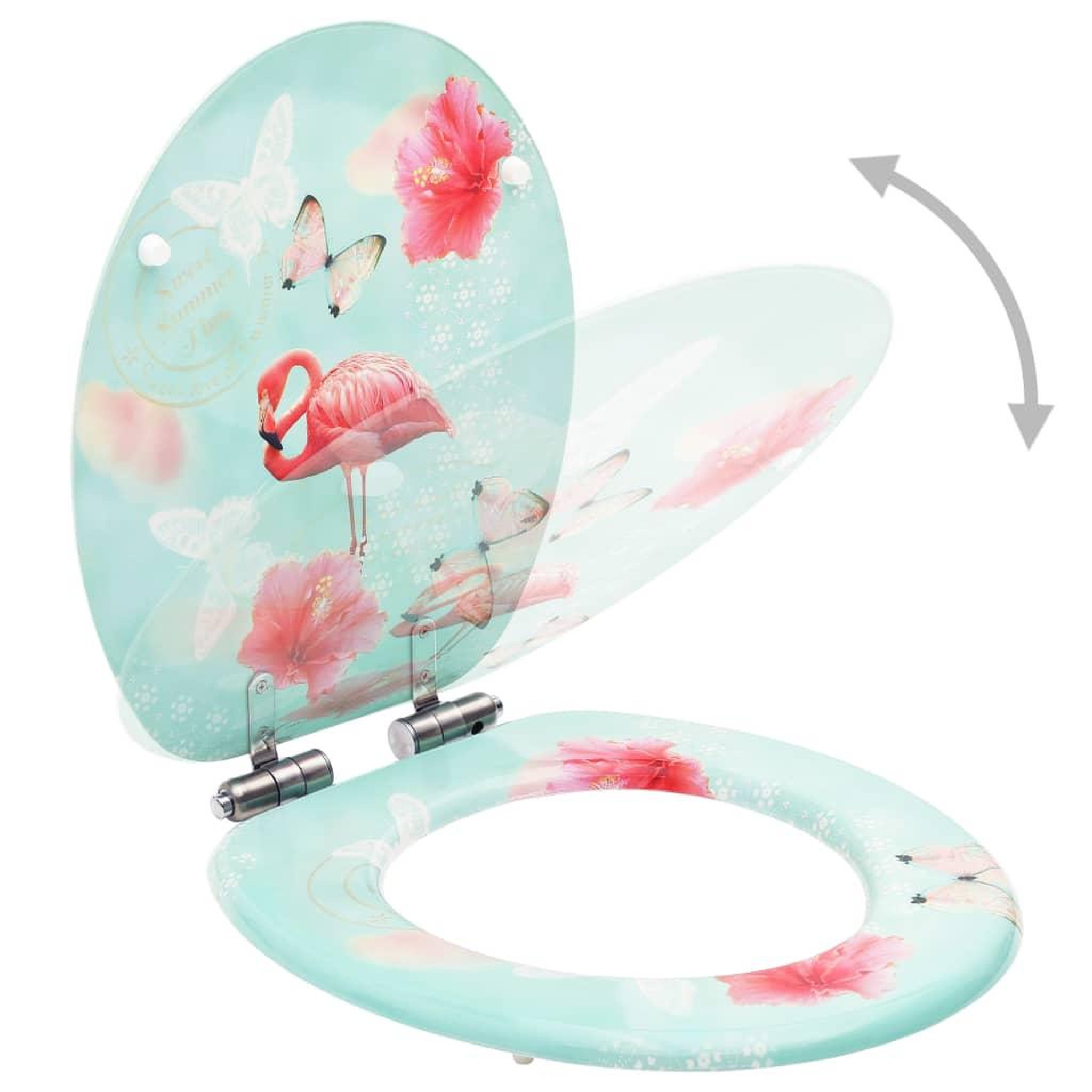 Voir la diapositive 2 : VIDAXL Siege WC Couvercle a fermeture en douceur MDF Flamant rose
