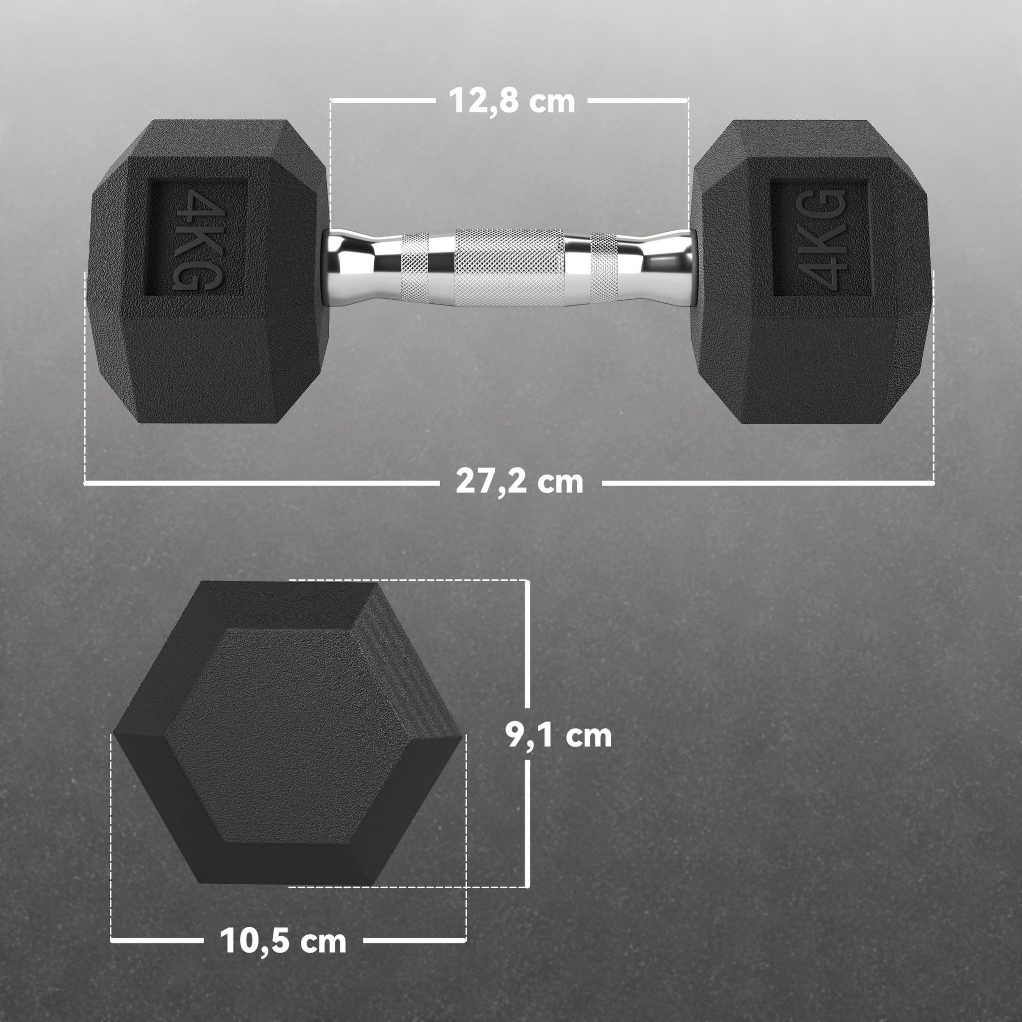 Voir la diapositive 3 : HOMCOM Lot de 2 haltères courtes hexagonales - ensemble d'haltères courtes - total 8 kg - métal caoutchouc noir