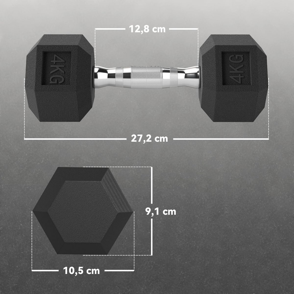 HOMCOM Lot de 2 haltères courtes hexagonales - ensemble d'haltères courtes - total 8 Kg - métal caoutchouc noir