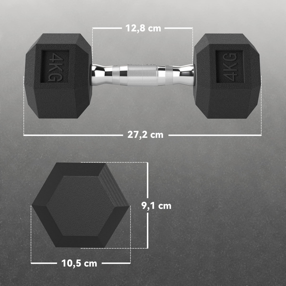 HOMCOM Lot de 2 haltères courtes hexagonales - ensemble d'haltères courtes - total 8 Kg - métal caoutchouc noir