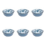 SECRET DE GOURMET Lot de 6 Bols en Porcelaine  Umami Feuille  15cm Bleu