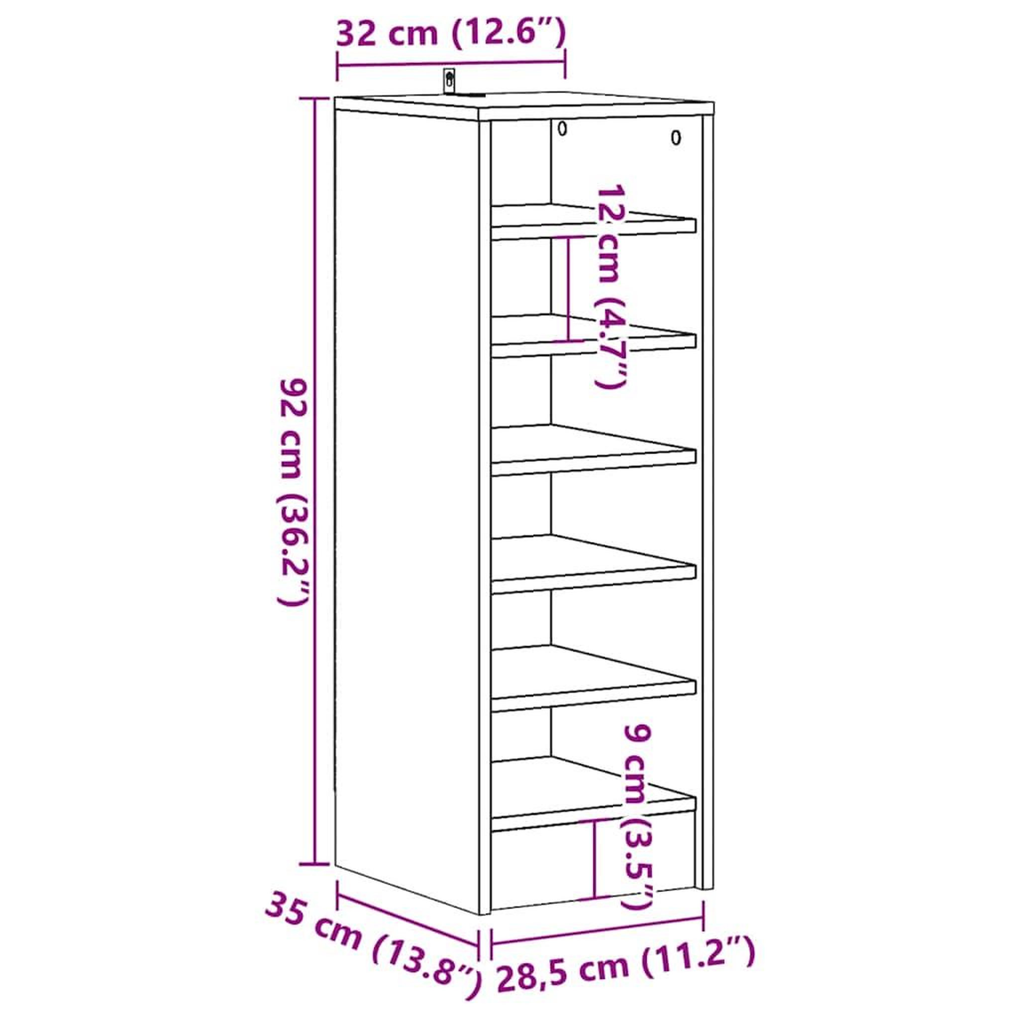 Voir la diapositive 6 : VIDAXL Armoire a chaussures vieux bois 32x35x92 cm bois d'ingenierie