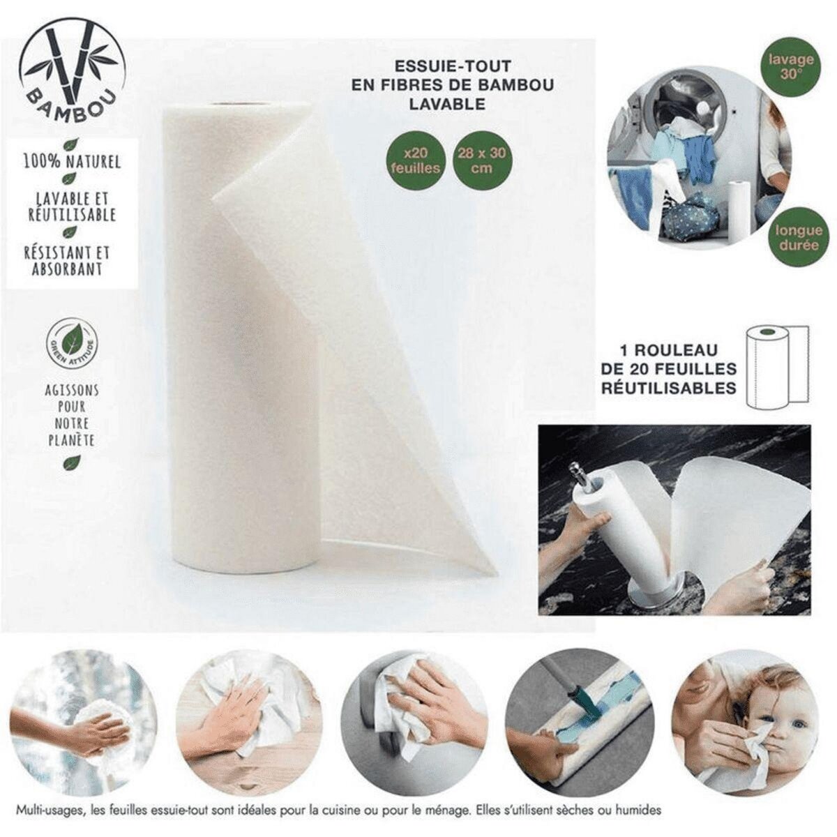 COOK CONCEPT Essuie-tout lavable reutilisable 20x30x28cm