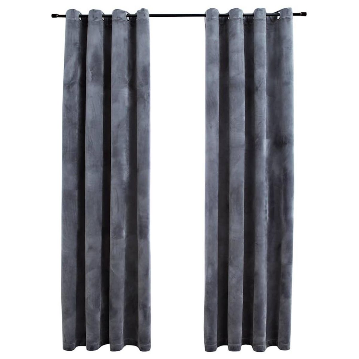 VIDAXL Rideaux occultants et anneaux 2pcs Velours Anthracite 140x245cm