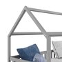 IDIMEX Lit cabane NUNA lit enfant simple montessori en bois 90 x 200 cm, avec rangement 2 tiroirs, en pin massif lasuré gris
