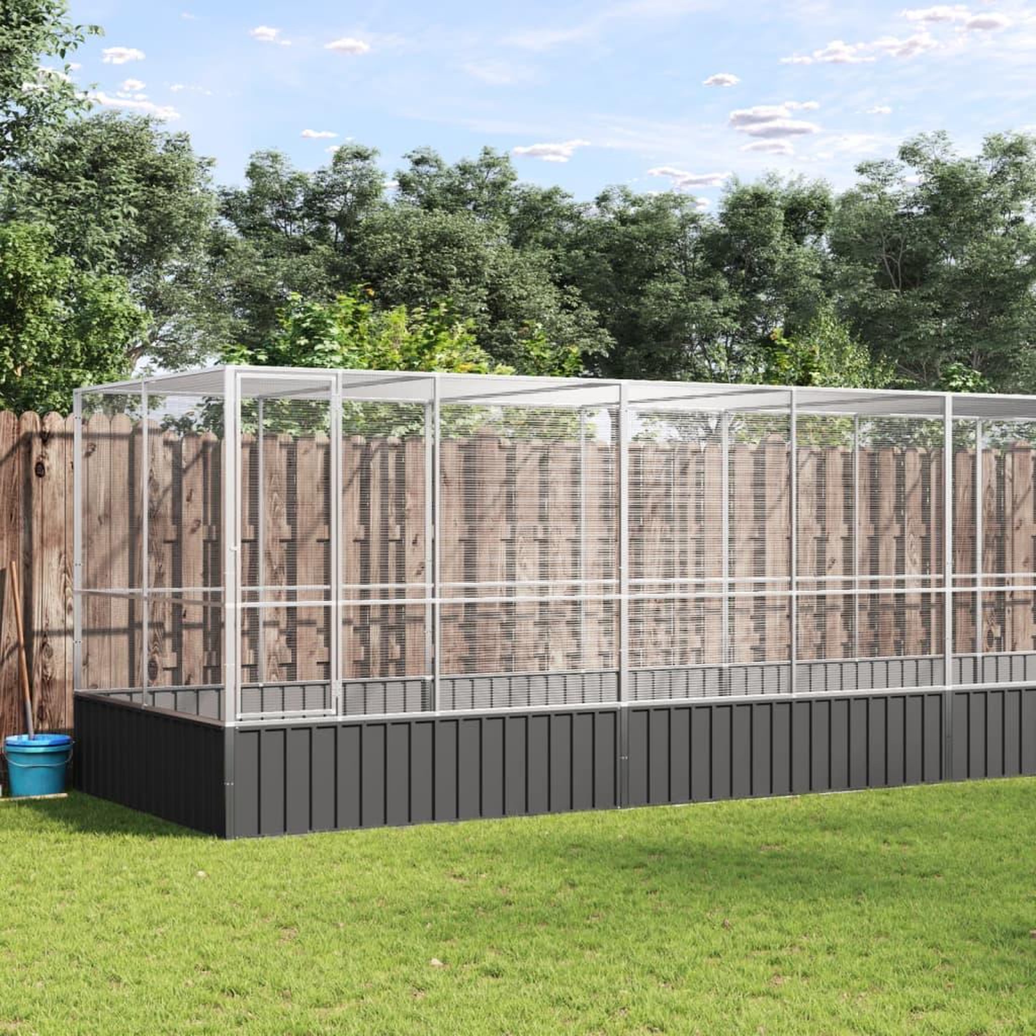 VIDAXL Voliere avec extension argente 625x207x212 cm acier