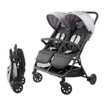 BAMBISOL Bambisol - DS209 GRIS NOIR - Poussette Double Cote a Cote | Pour Jumeaux des la Naissance, Pliage Ultra-Compact | Noir Gris