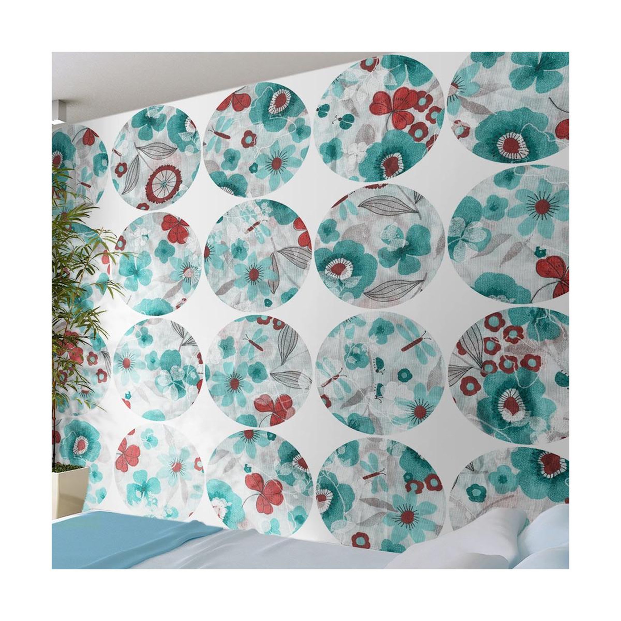 Paris Prix Papier peint  turquoise meadow circle  50x1000cm