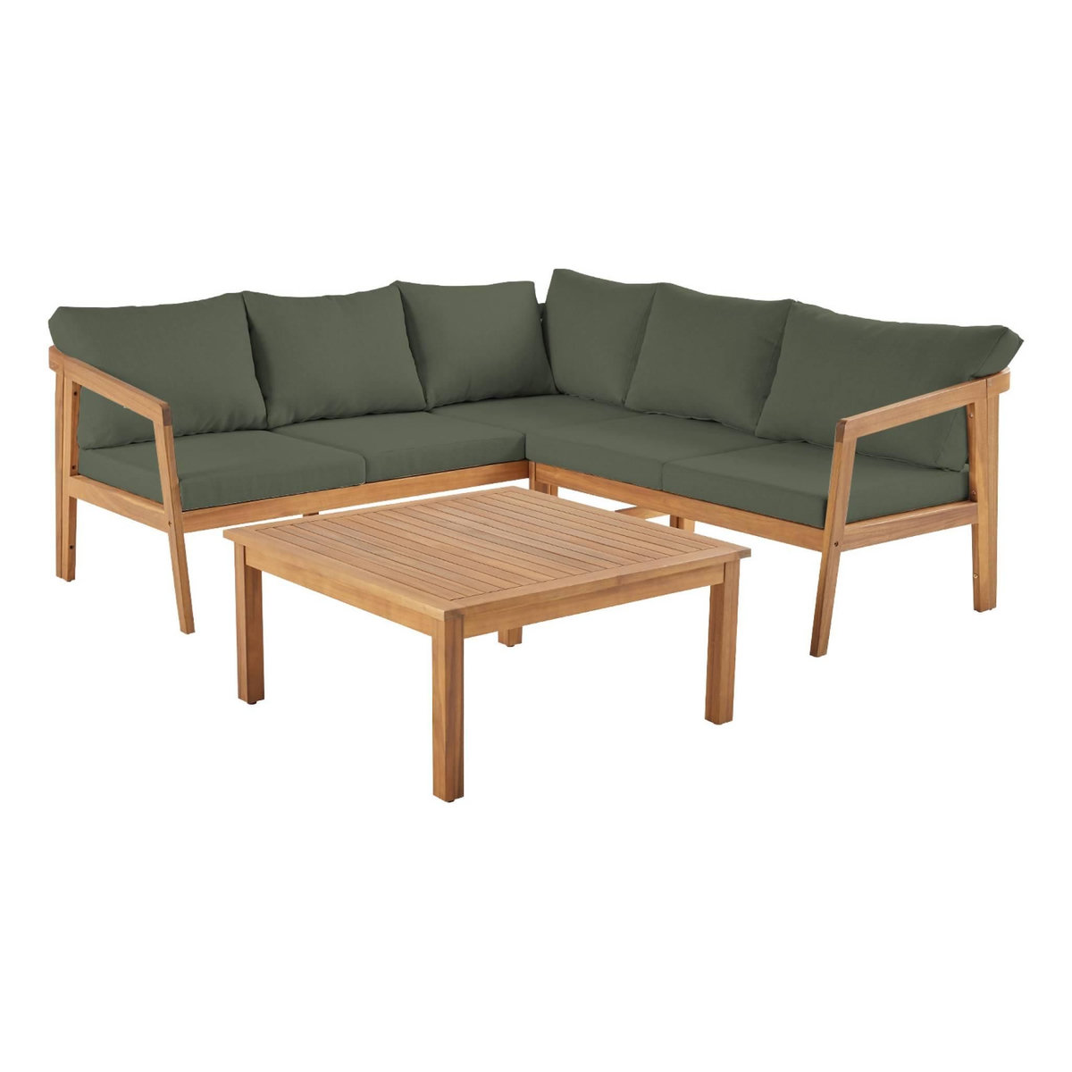 SWEEEK Salon de jardin d'angle en acacia 5 places LOBERIA CORNER, table carrée