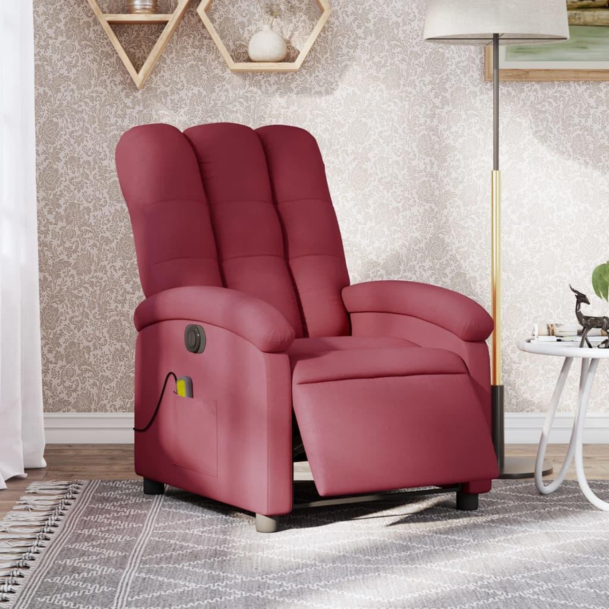 VIDAXL Fauteuil de massage inclinable electrique Rouge bordeaux Tissu
