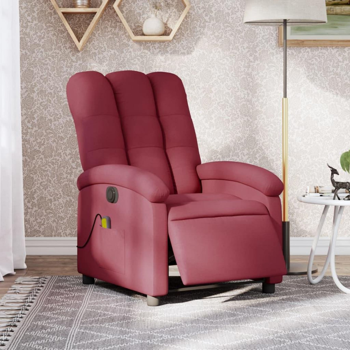 VIDAXL Fauteuil de massage inclinable electrique Rouge bordeaux Tissu
