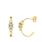 L'ATELIER D'AZUR Boucles d'Oreilles Demi Créoles Aigues-Marines - Or 18 Carats 750 Jaune