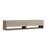 CONCEPT USINE Meuble TV suspendu avec placards et étagères aspect travertin 140cm SARTY