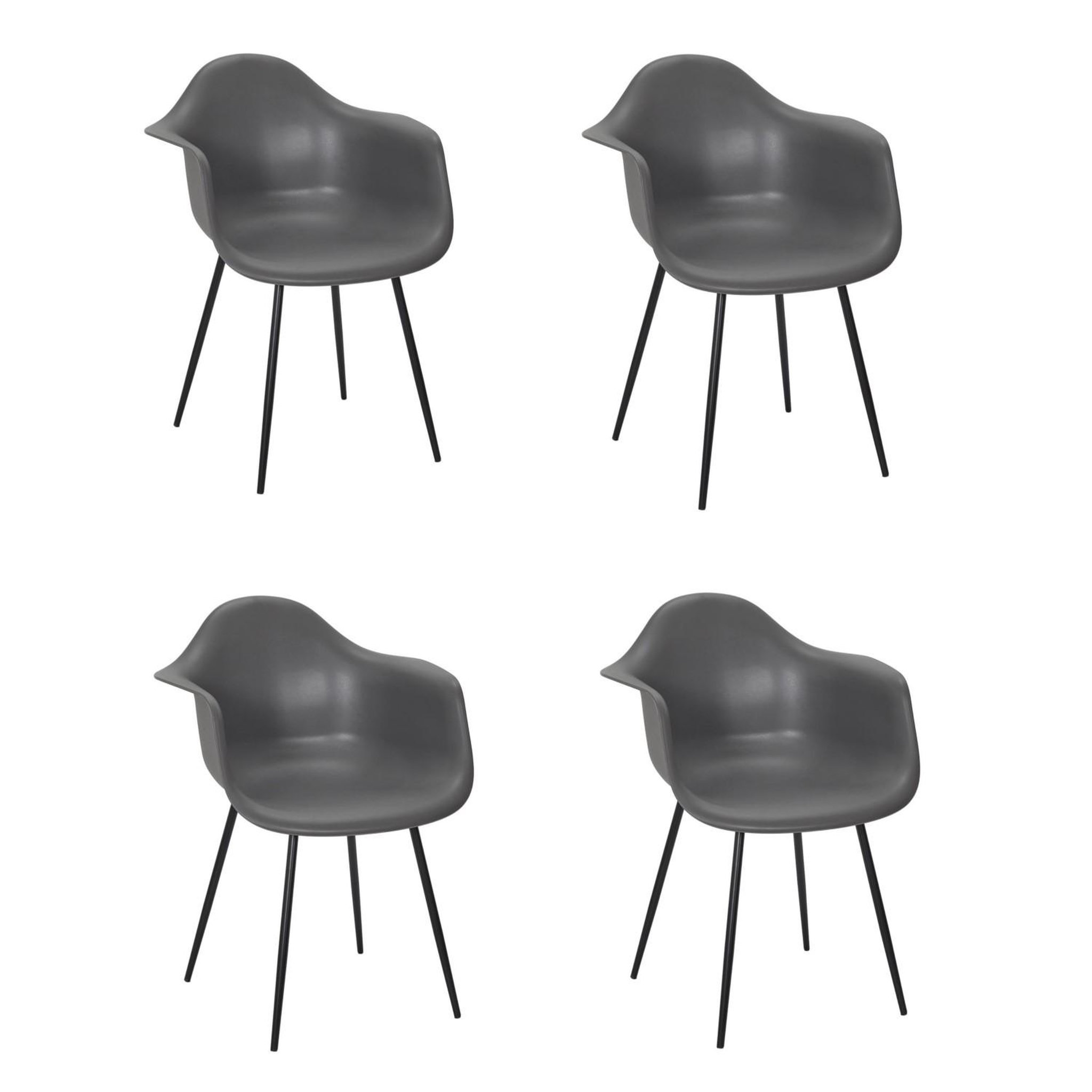 TOILINUX Lot de 4 fauteuils GUSTAV. Coloris disponibles : Noir, Bleu, Gris