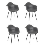TOILINUX Lot de 4 fauteuils GUSTAV. Coloris disponibles : Gris, Bleu, Noir
