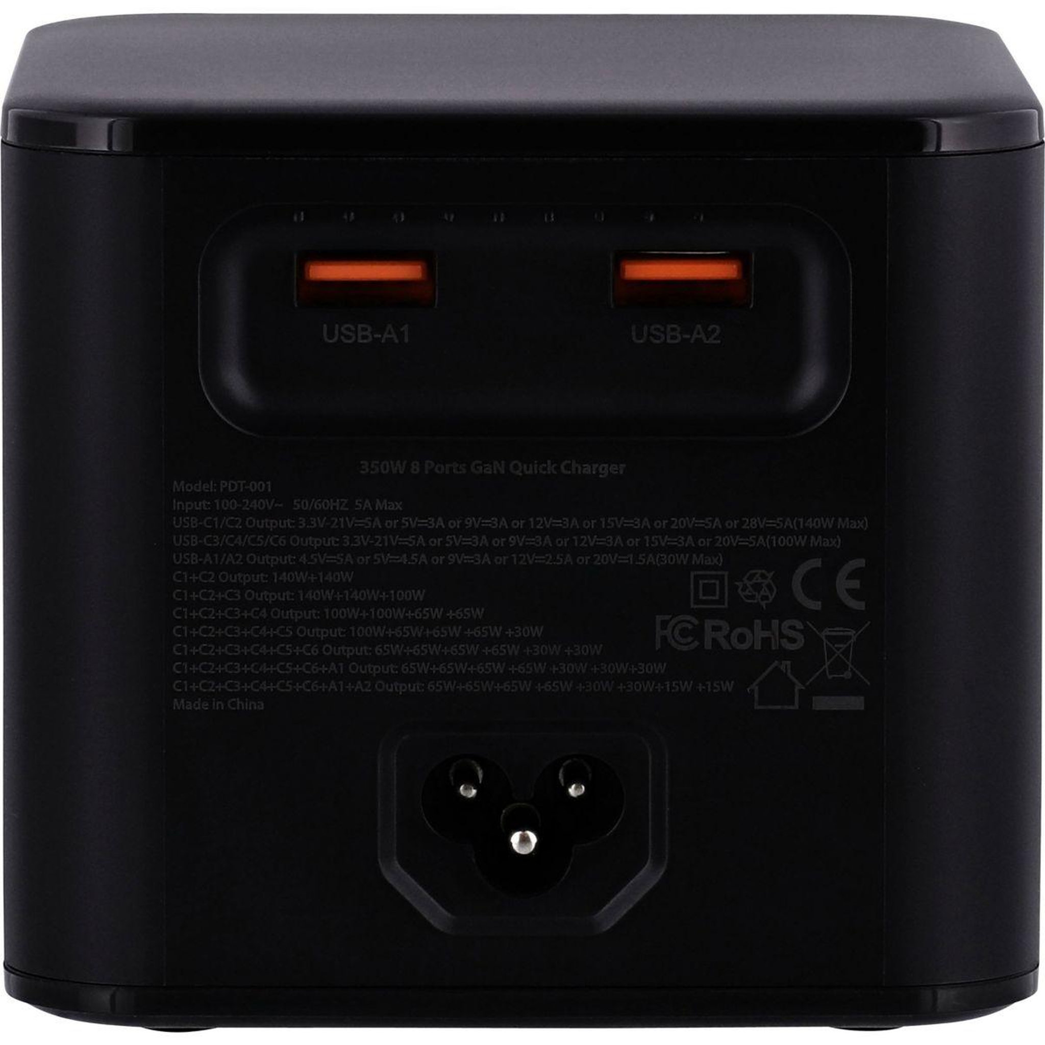 Voir la diapositive 3 : TNB Chargeur pour tablette 380w 2 usb-a 6 usb-c noir