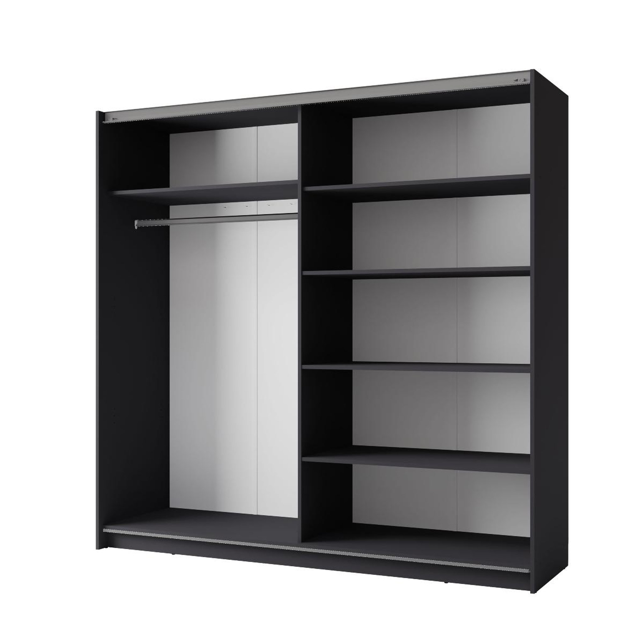Voir la diapositive 4 : JLC KREATION Armoire dressing grise avec portes coulissantes 150cm kas