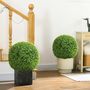 Voir la diapositive 2 : HOMCOM Lot de 2 buis artificiels topiaires artificielles en forme de boule Ø 40 cm PE vert
