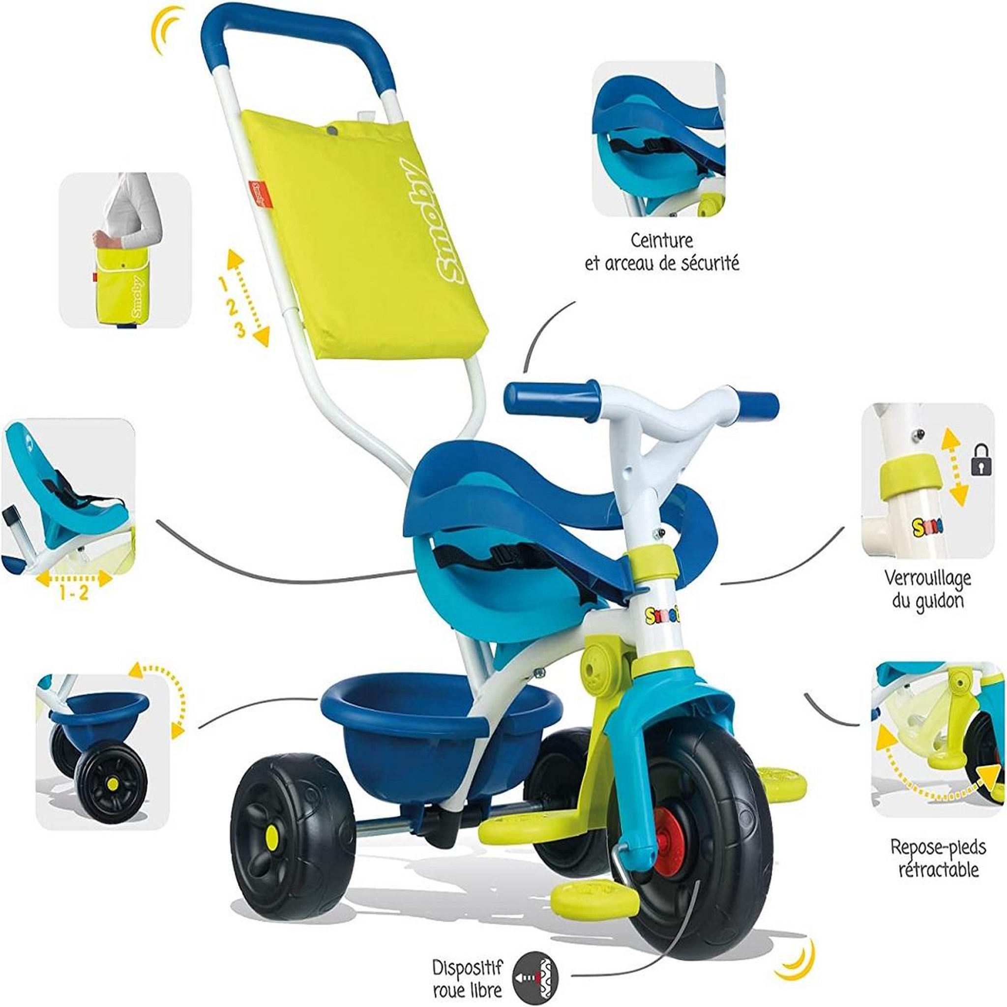 Voir la diapositive 6 : SMOBY Tricycle Be Fun confort mixte bleu