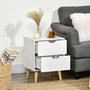 Voir la diapositive 5 : HOMCOM Chevet table de nuit design scandinave 2 tiroirs piètement bois pin panneaux particules blanc