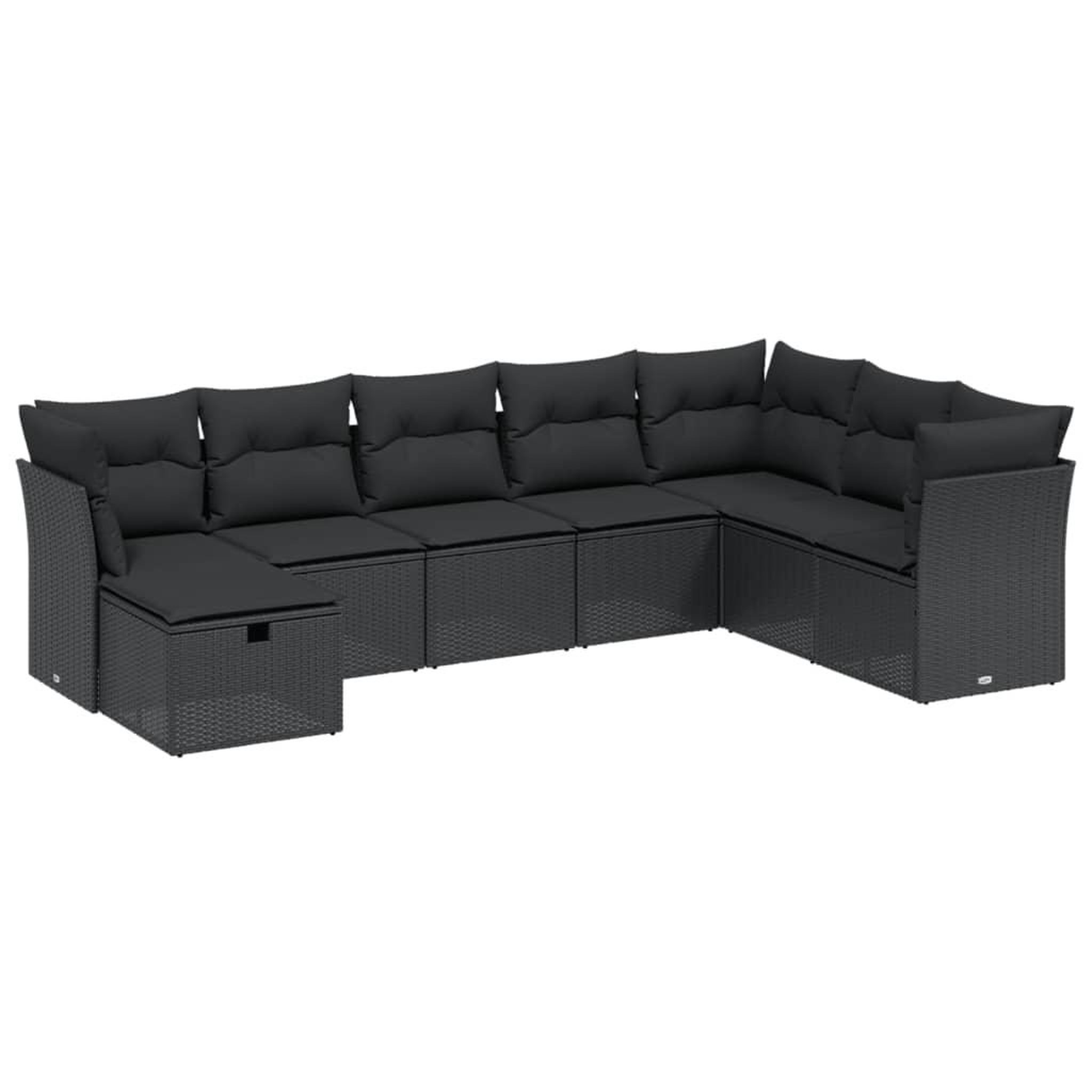 Voir la diapositive 2 : VIDAXL Salon de jardin 8 pcs avec coussins noir resine tressee
