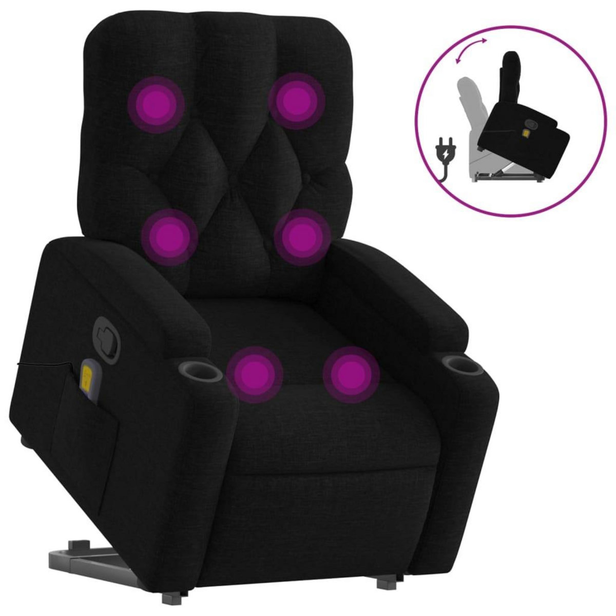 VIDAXL Fauteuil de massage inclinable Noir Tissu