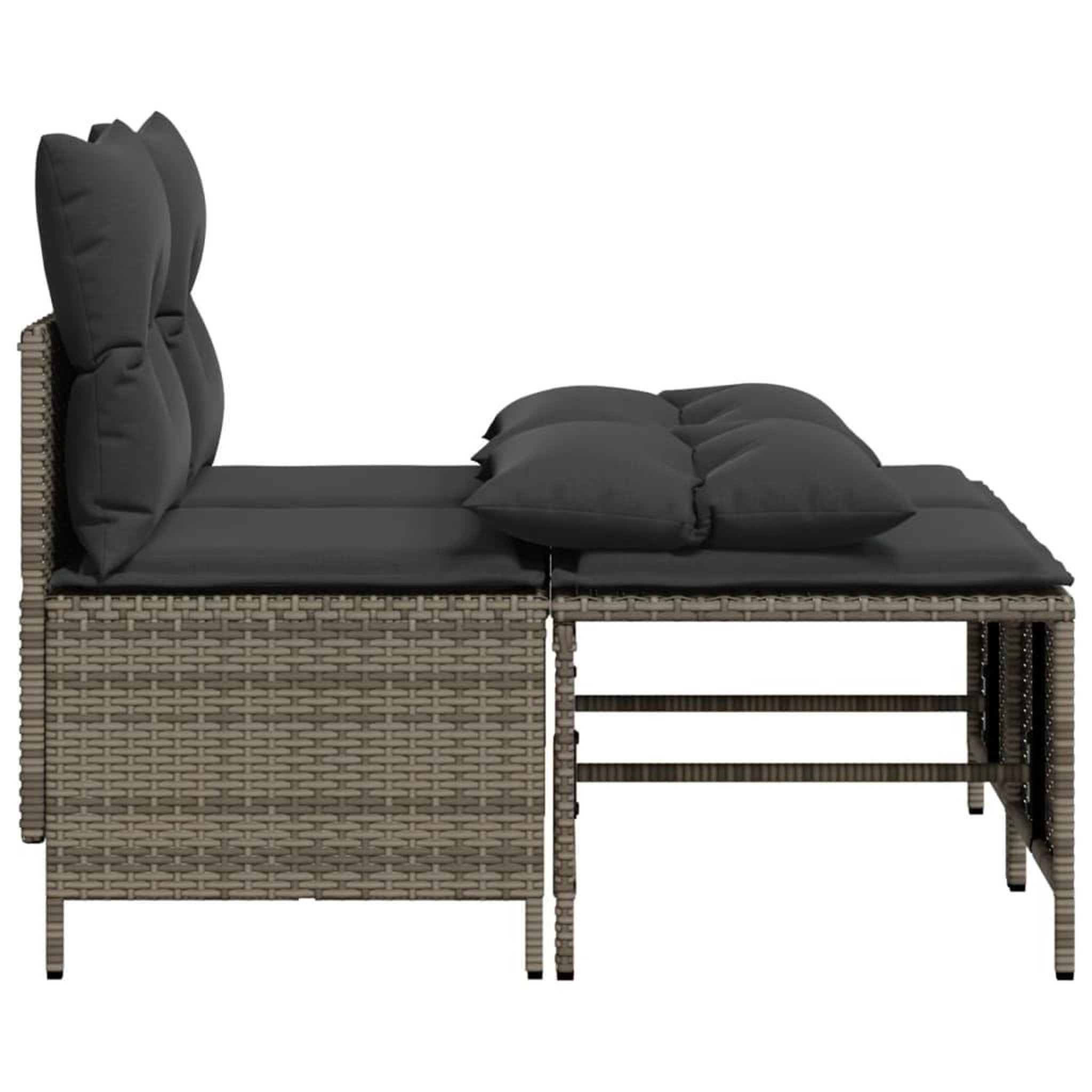 Voir la diapositive 4 : VIDAXL Salon de jardin 4 pcs avec coussins gris resine tressee