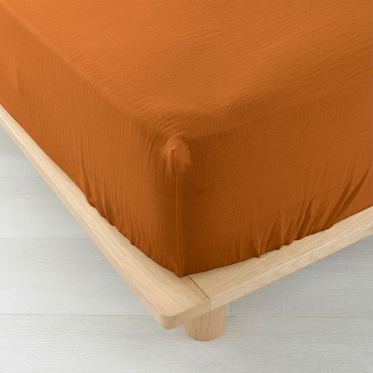 Paris Prix Drap Housse en Gaze de Coton  Angelia  160x200cm Caramel