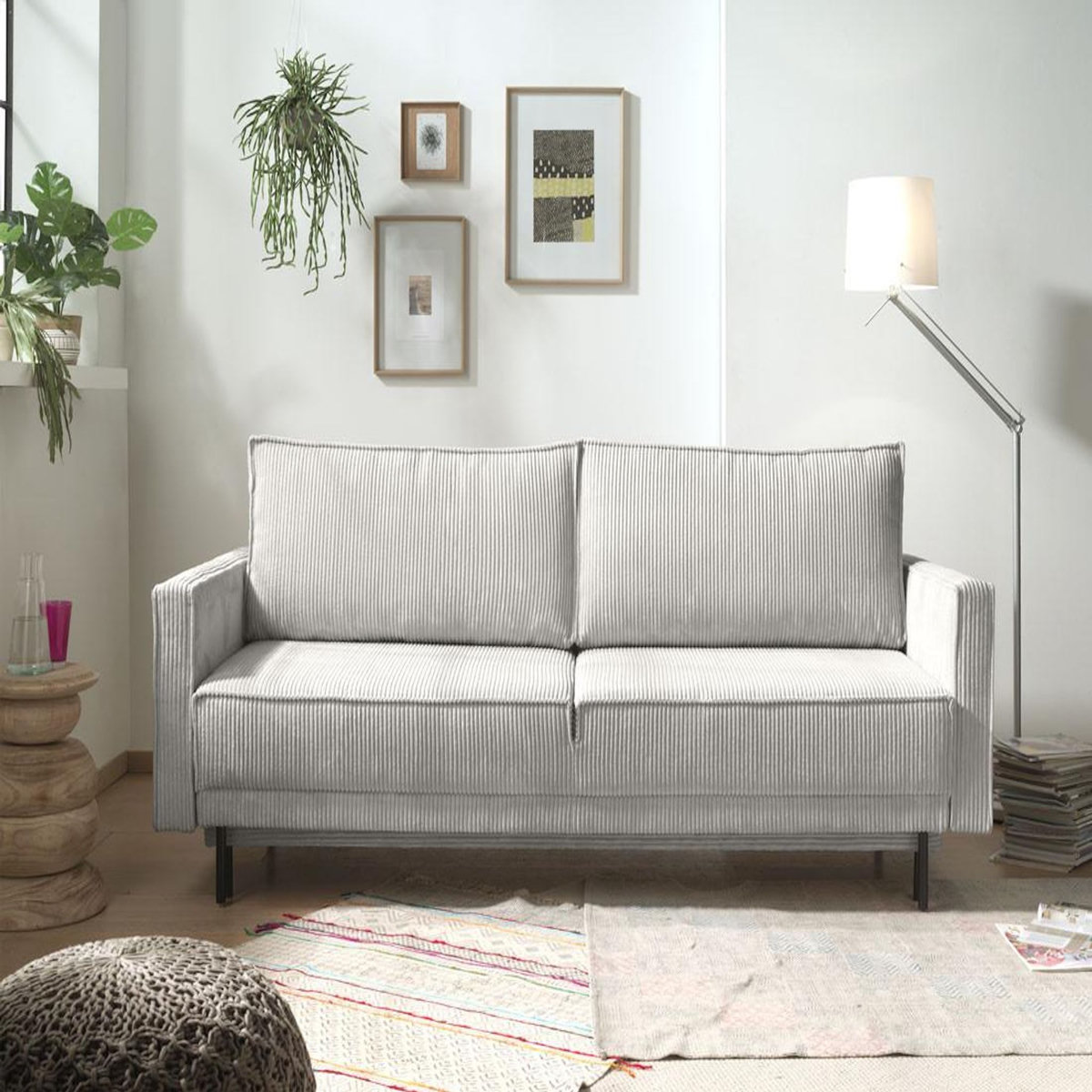 LISA DESIGN Charlie - canapé 3 places convertible avec coffre - en velours côtelé