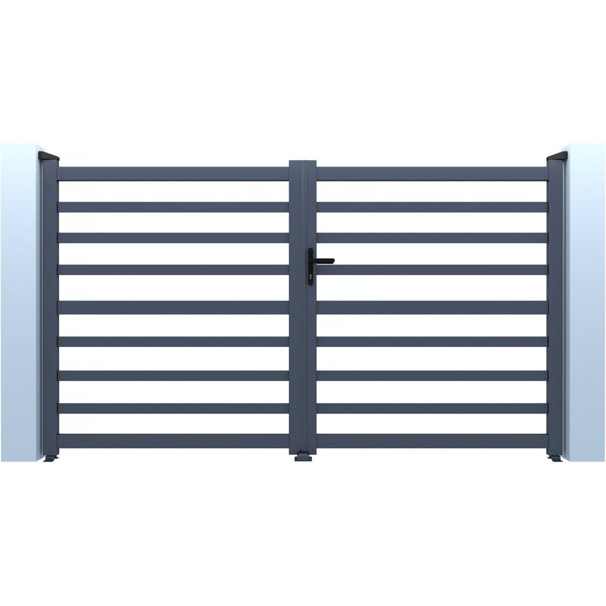 Habitat et Jardin Portail aluminium ajouré  Martin  - 300 x 180 cm - Gris