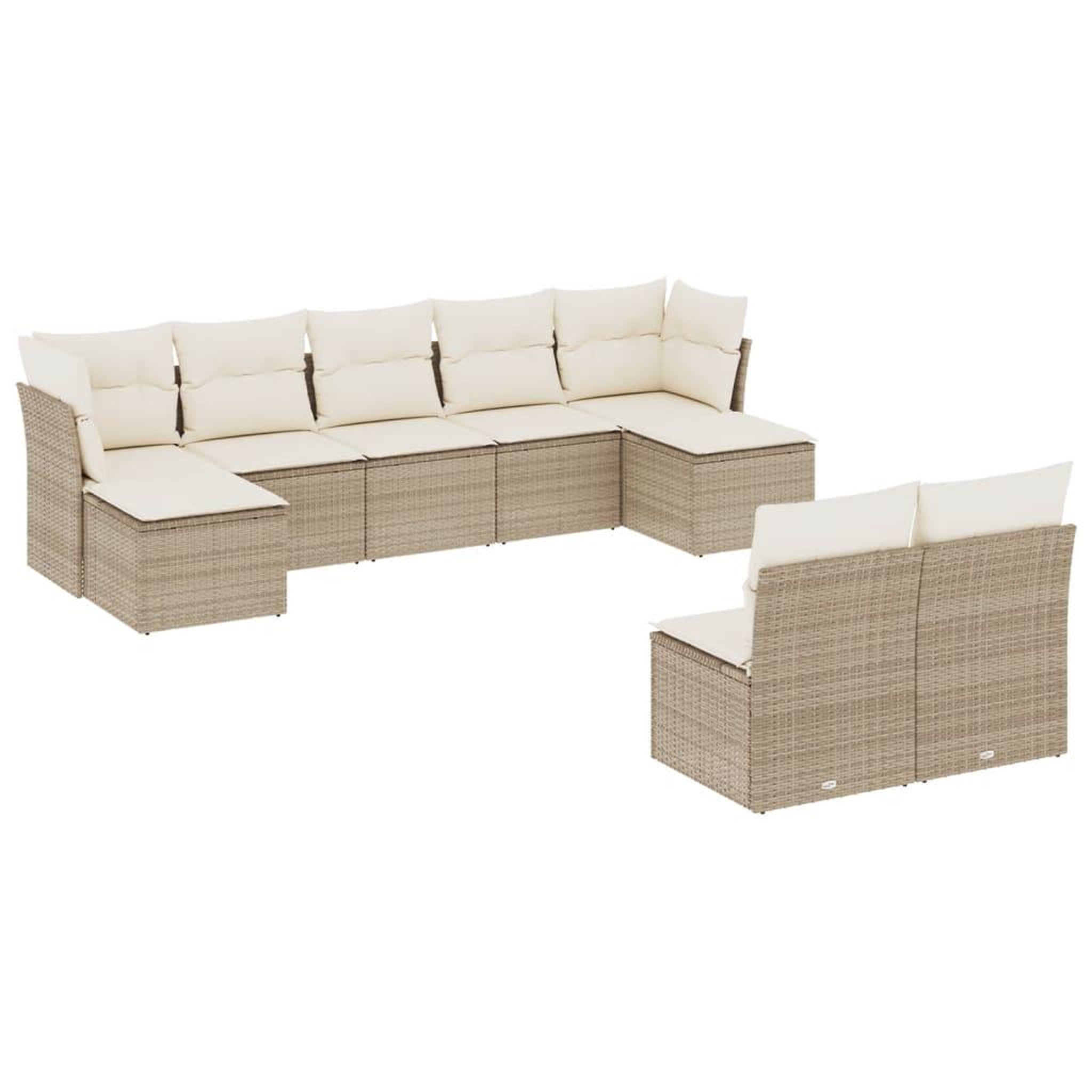 Voir la diapositive 2 : VIDAXL Salon de jardin avec coussins 9 pcs beige resine tressee