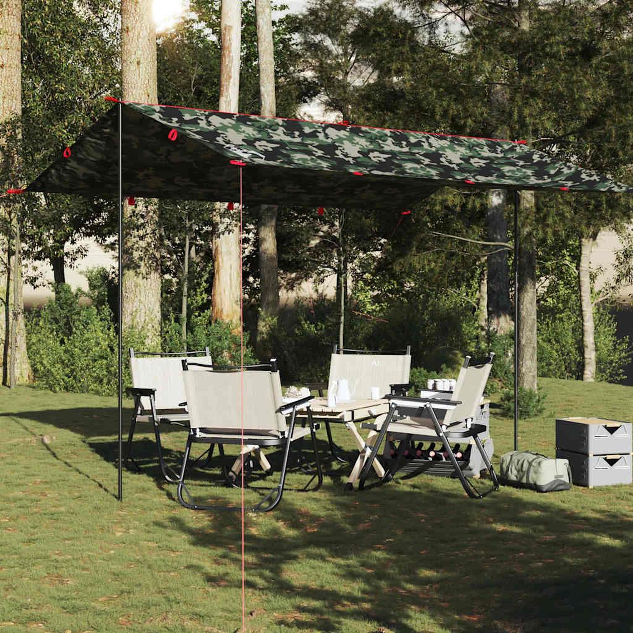 Voir la diapositive 3 : VIDAXL Bache de camping camouflage 406x306 cm impermeable