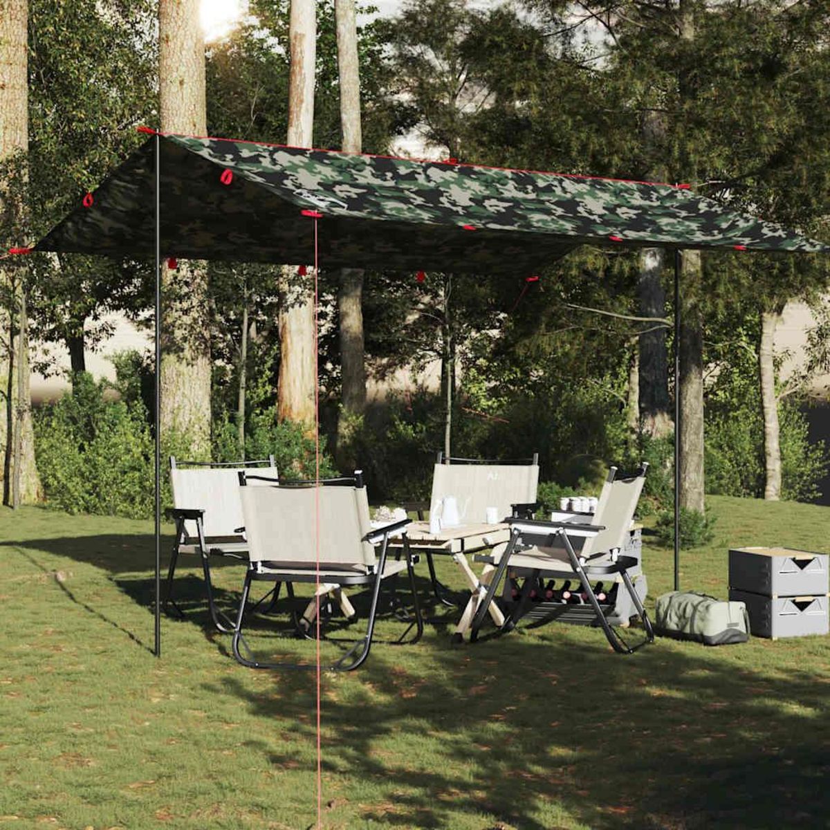 VIDAXL Bache de camping camouflage 406x306 cm impermeable