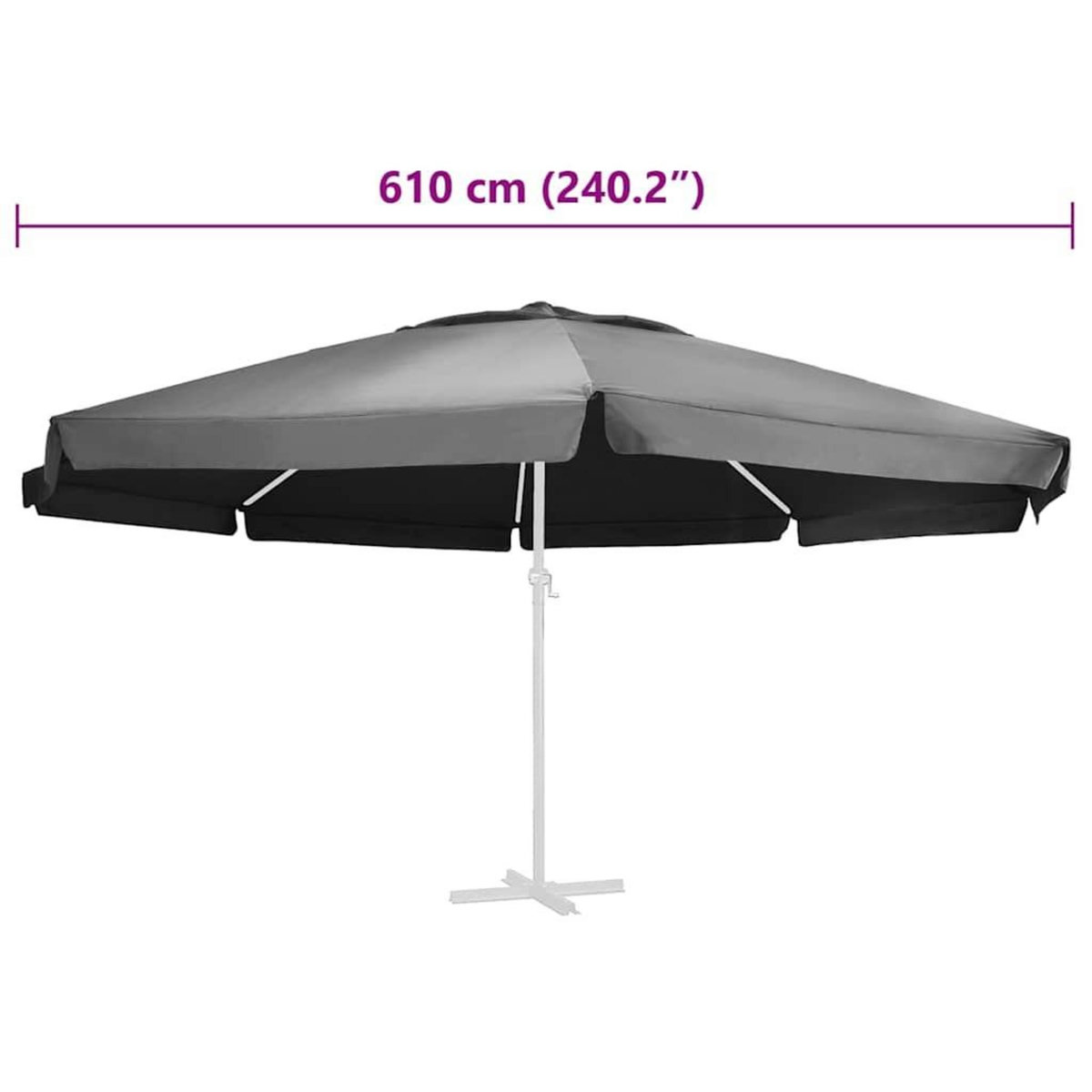 VIDAXL Tissu de remplacement pour parasol d'exterieur Anthracite 610cm